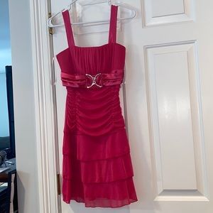 Hot pink shirt dress